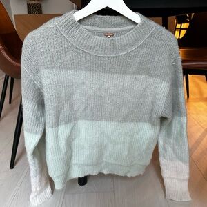 Free People Gray and Cream Women's Sweater